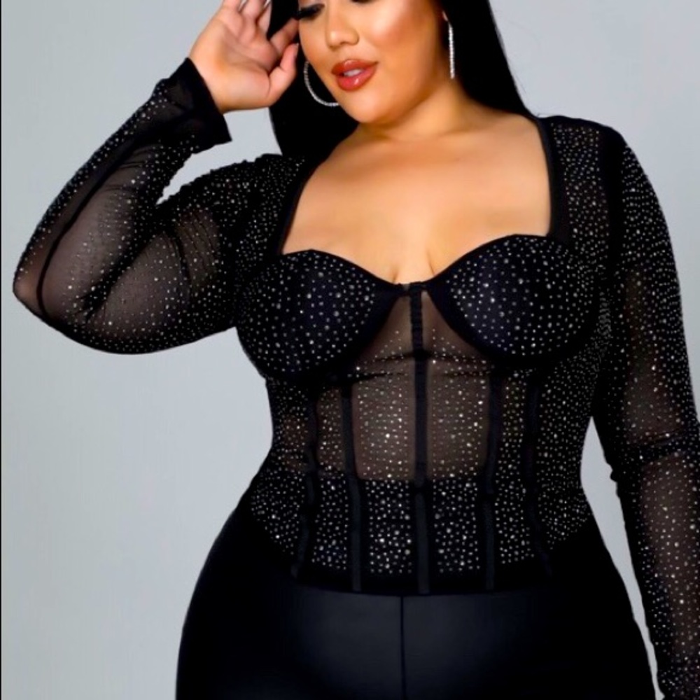 NWT Boutique Rhinestone Embellished Bustier Top